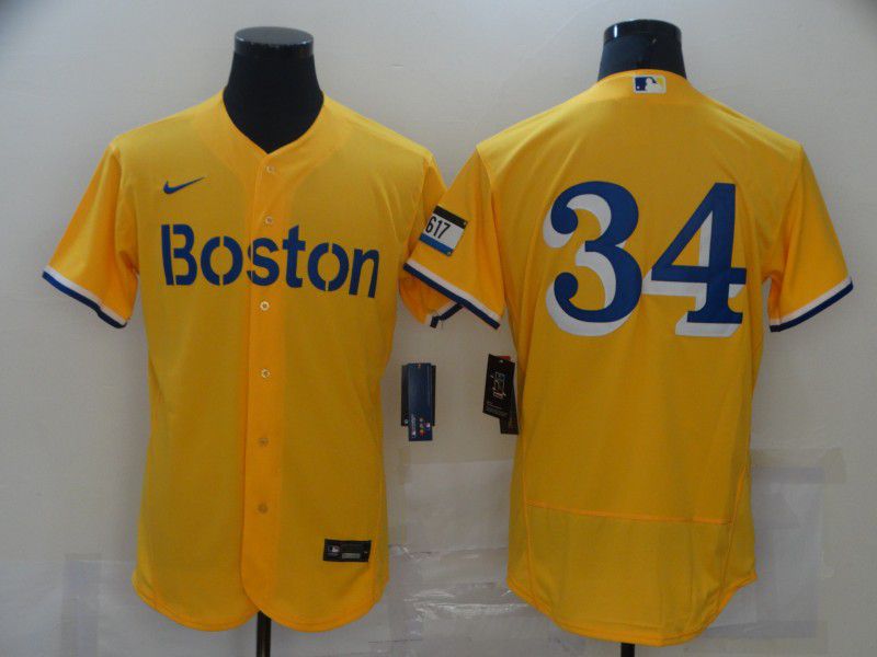 Men Boston Red Sox #34 No name Yellow Elite 2021 Nike MLB Jerseys->boston red sox->MLB Jersey